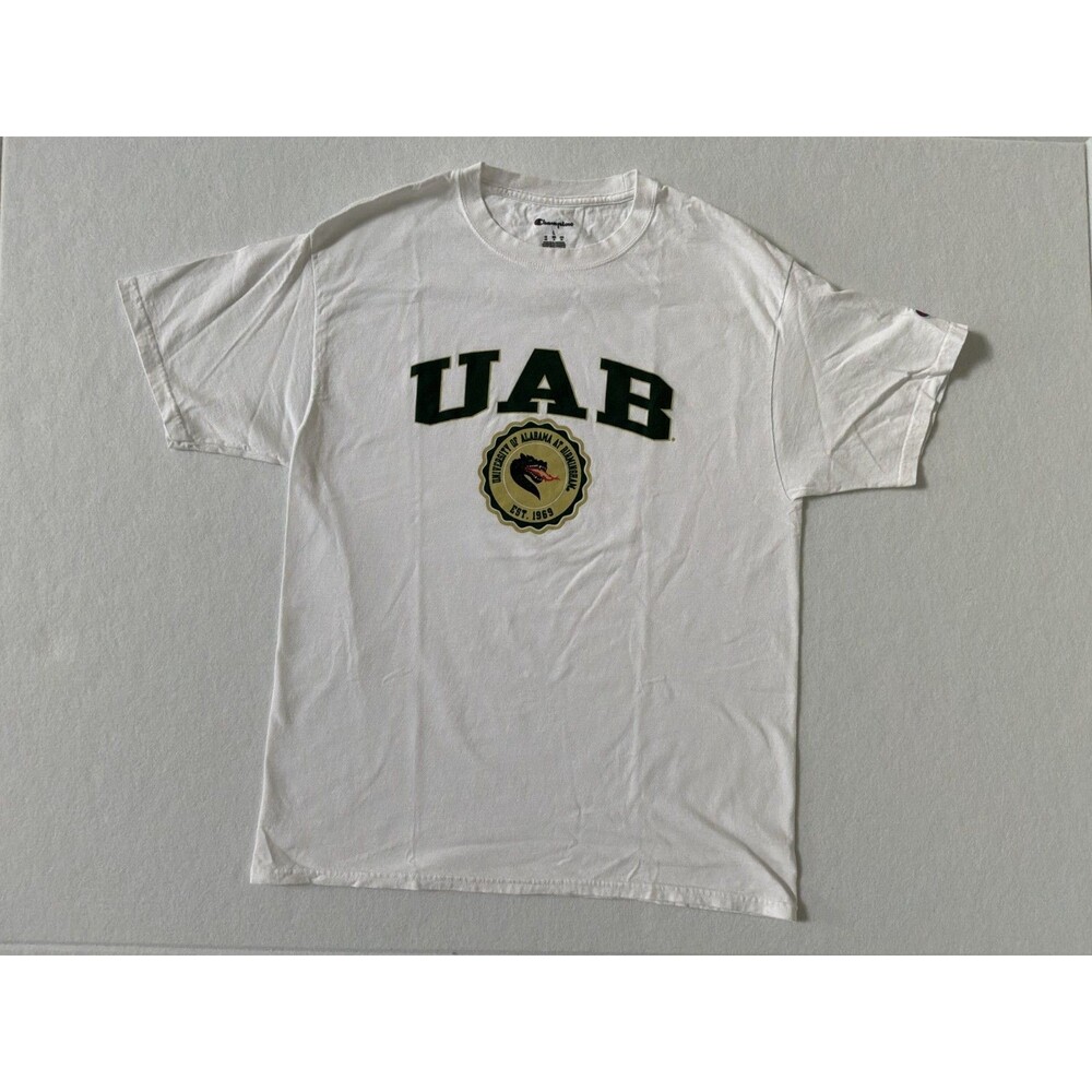 UAB Blazers Champion T-Shirt White Size Large Short Sleeve Alabama Birmingham